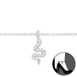 Sterling Silver CZ Snake Anklet